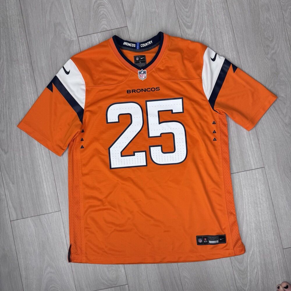 Nike Denver Broncos Devontae Booker #25 Jersey Orange NFL Football Size Large